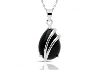 Collier Or blanc 375/1000 et Onyx