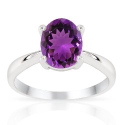 Bague Argent Rhodié 925 Améthyste taille ovale