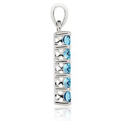 Collier Argent 925/1000 serti 5 Topazes bleues profil