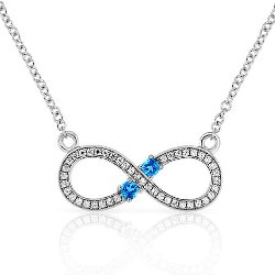 Collier Symbole Infini Argent 925/1000 Oxydes de Zirconium bleus