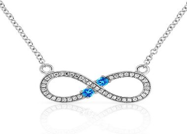 Collier Symbole Infini Argent 925/1000 Oxydes de Zirconium bleus