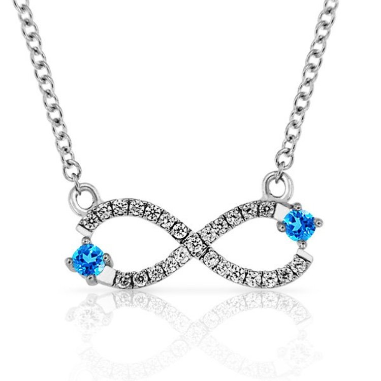 Collier Infini Argent 925/1000 Oxydes de Zirconium bleus