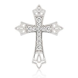 Pendentif Croix Argent 925 serti Oxydes de Zirconium