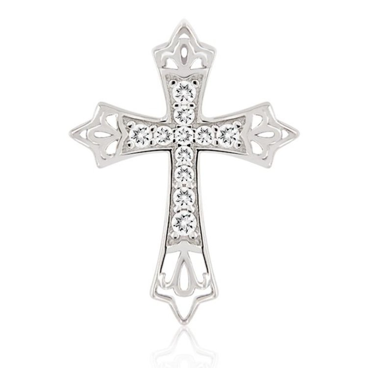 Pendentif Croix Argent 925 serti Oxydes de Zirconium