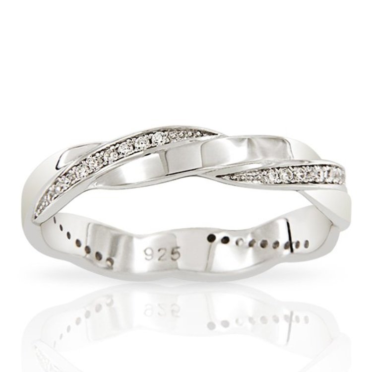Alliance Torsadée Argent 925/1000 Oxydes de Zirconium