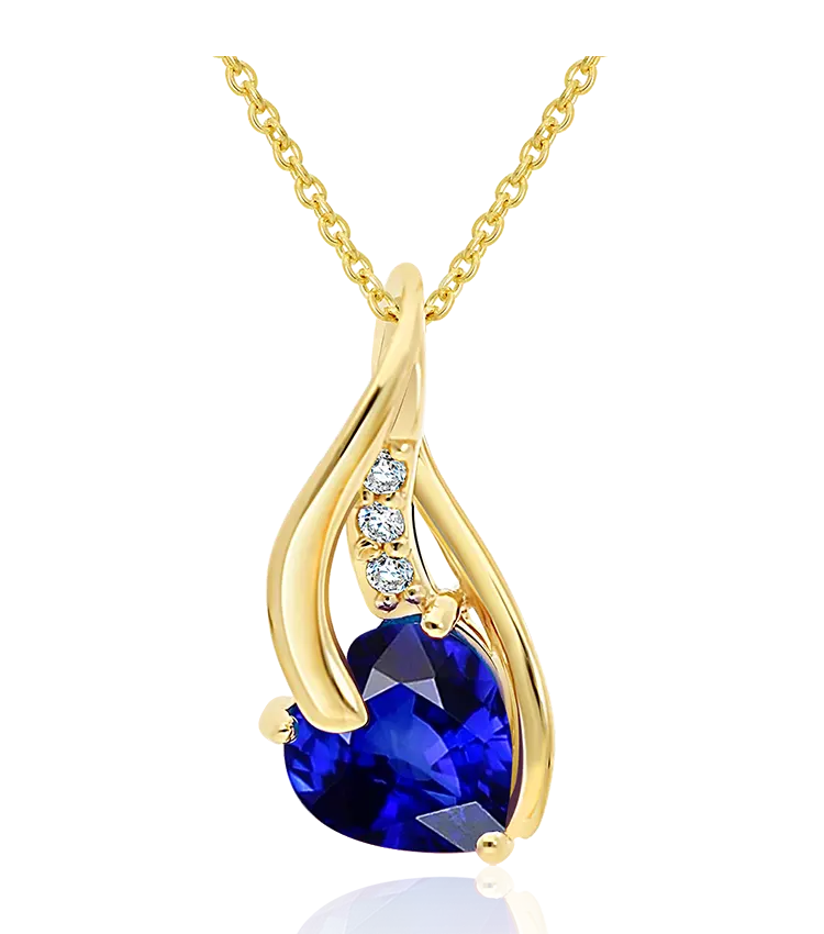 Collier Or 375/1000 serti Saphir et Diamants blancs