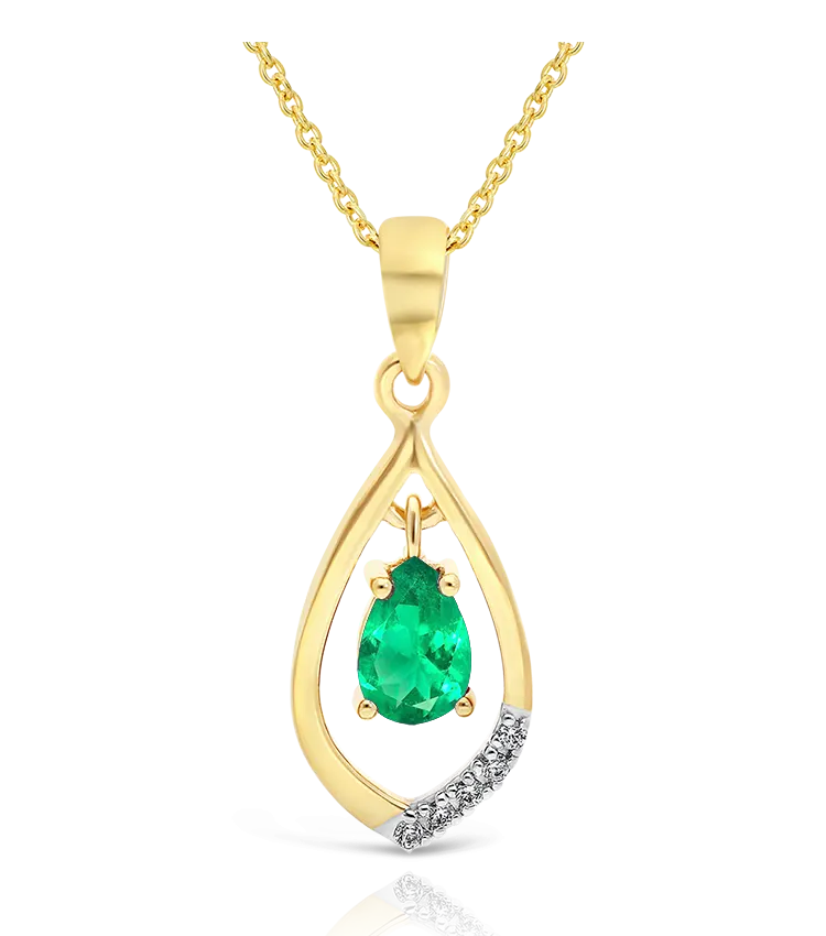 Collier Or 375/1000 serti Émeraude